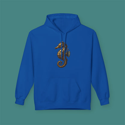 Steampunk Mechanical Seahorse Fleece Unisex Hoodie