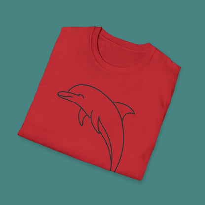 Minimalist Line Art Dolphin Unisex T-Shirt
