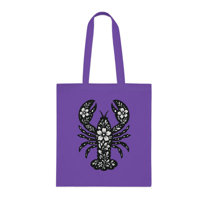 Floral Lobster Silhouette Tote Bag