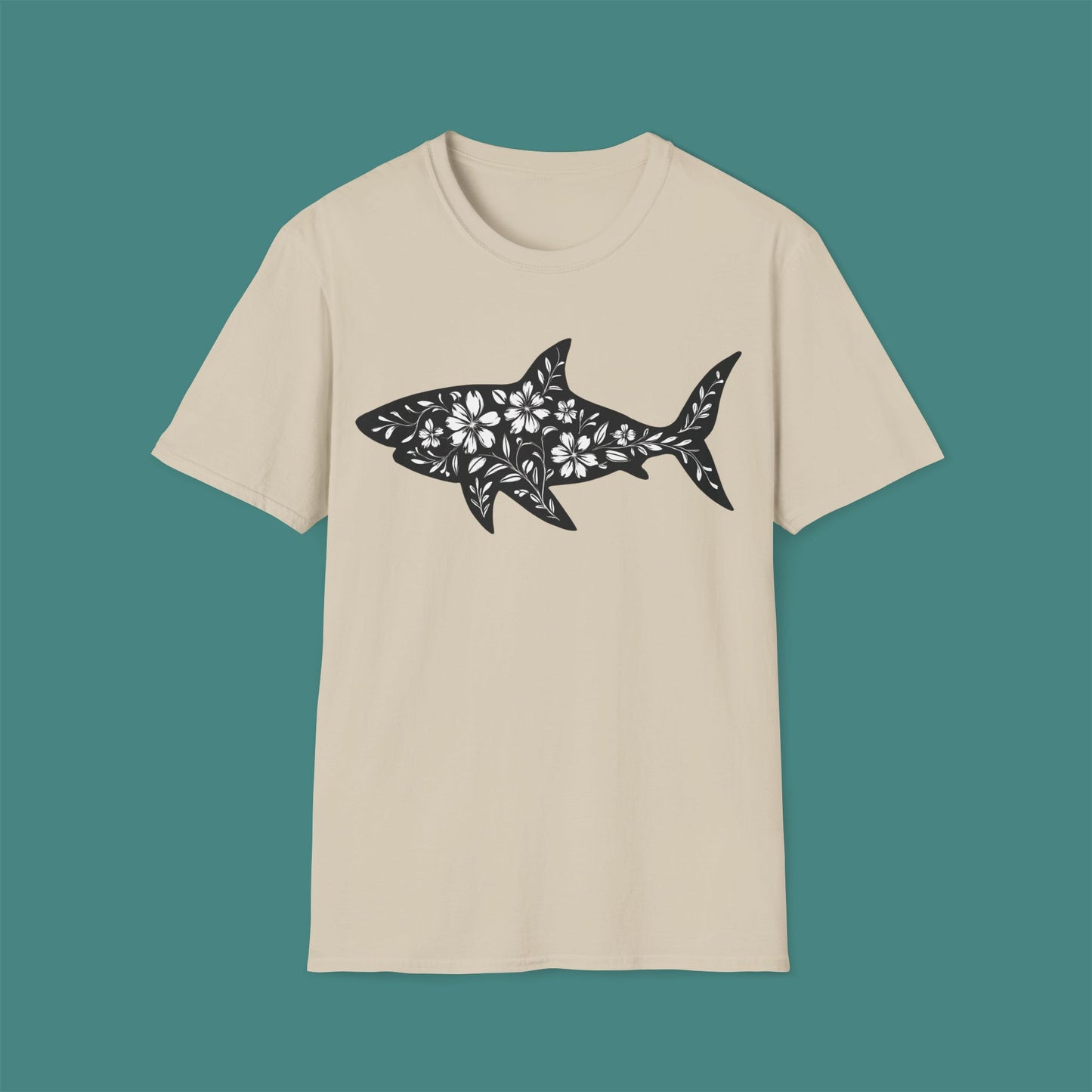 Floral Shark Silhouette Unisex T-Shirt