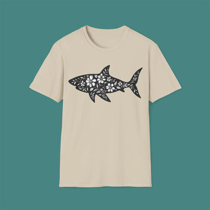Floral Shark Silhouette Unisex T-Shirt