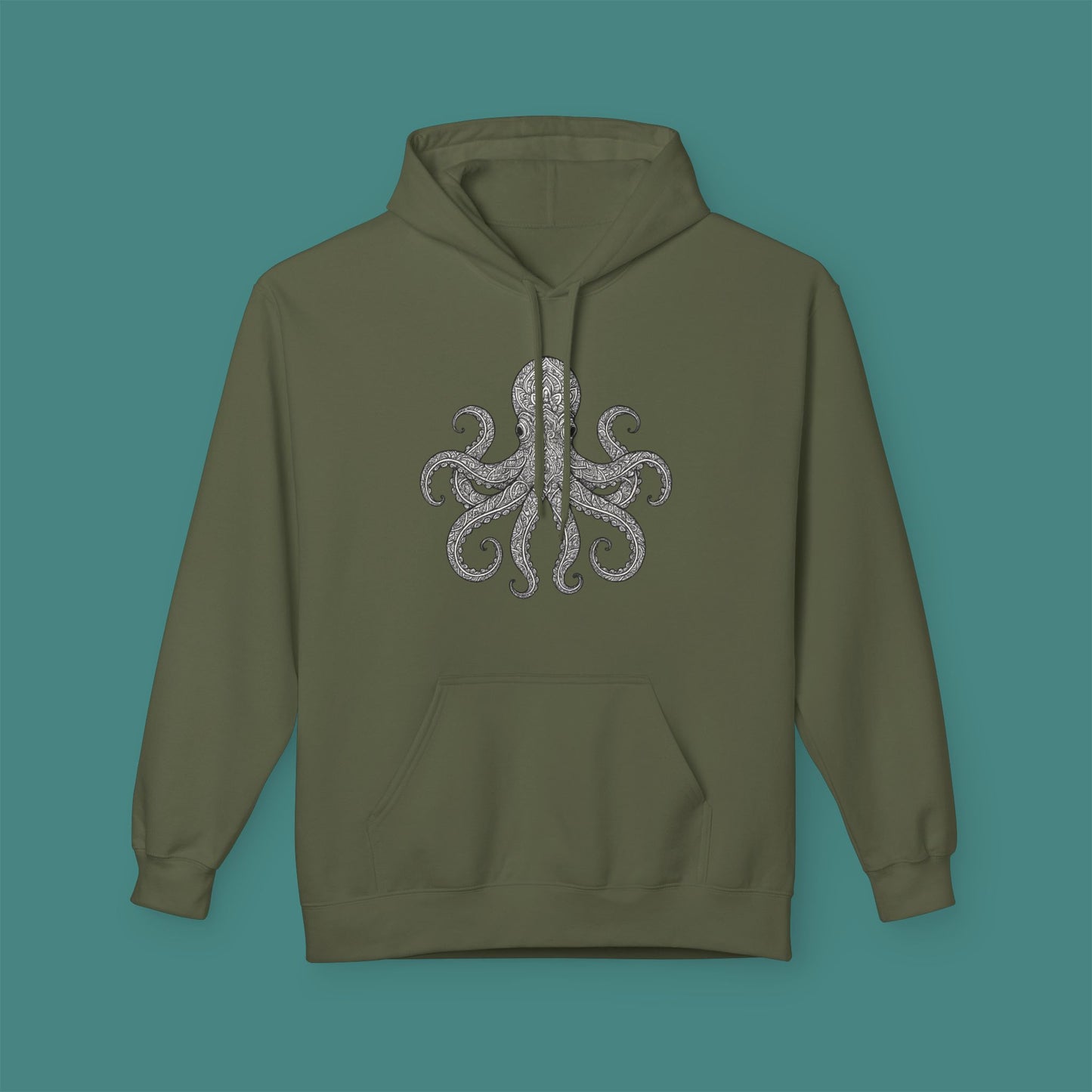 Intricate Mandala Octopus Fleece Unisex Hoodie