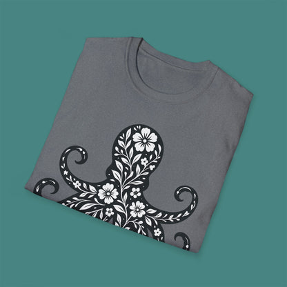Floral Octopus Silhouette Unisex T-Shirt