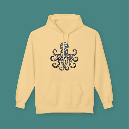 Floral Octopus Silhouette Fleece Unisex Hoodie