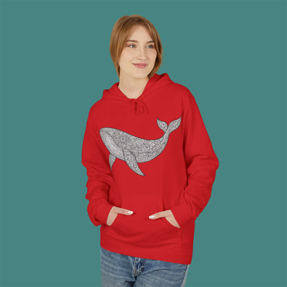 Intricate Mandala Whale Fleece Unisex Hoodie