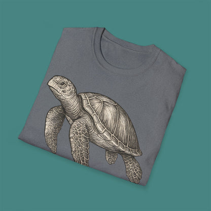 Vintage Etching Turtle Unisex T-Shirt