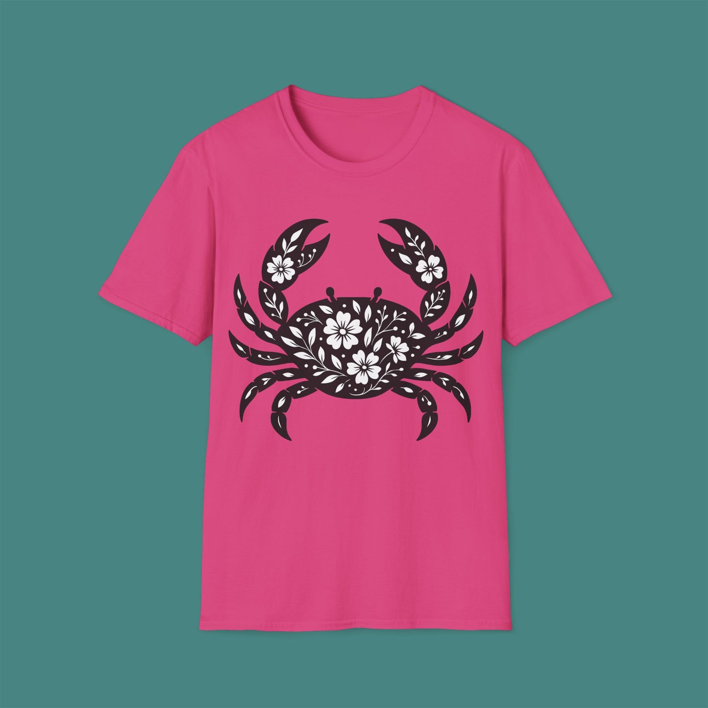 Floral Crab Silhouette Unisex T-Shirt