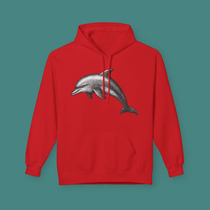 Vintage Etching Dolphin Fleece Unisex Hoodie