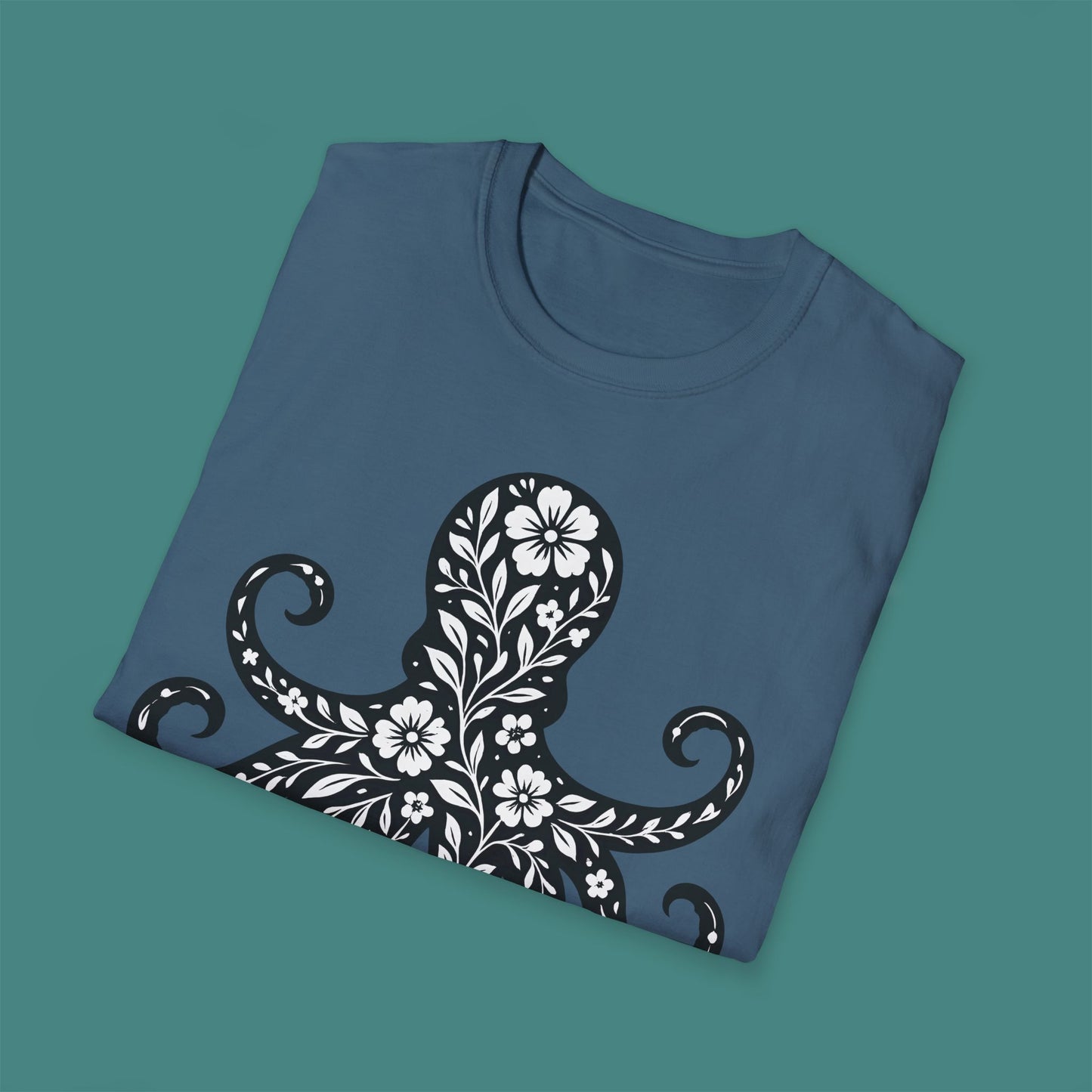 Floral Octopus Silhouette Unisex T-Shirt