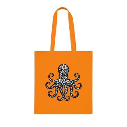 Floral Octopus Silhouette Tote Bag