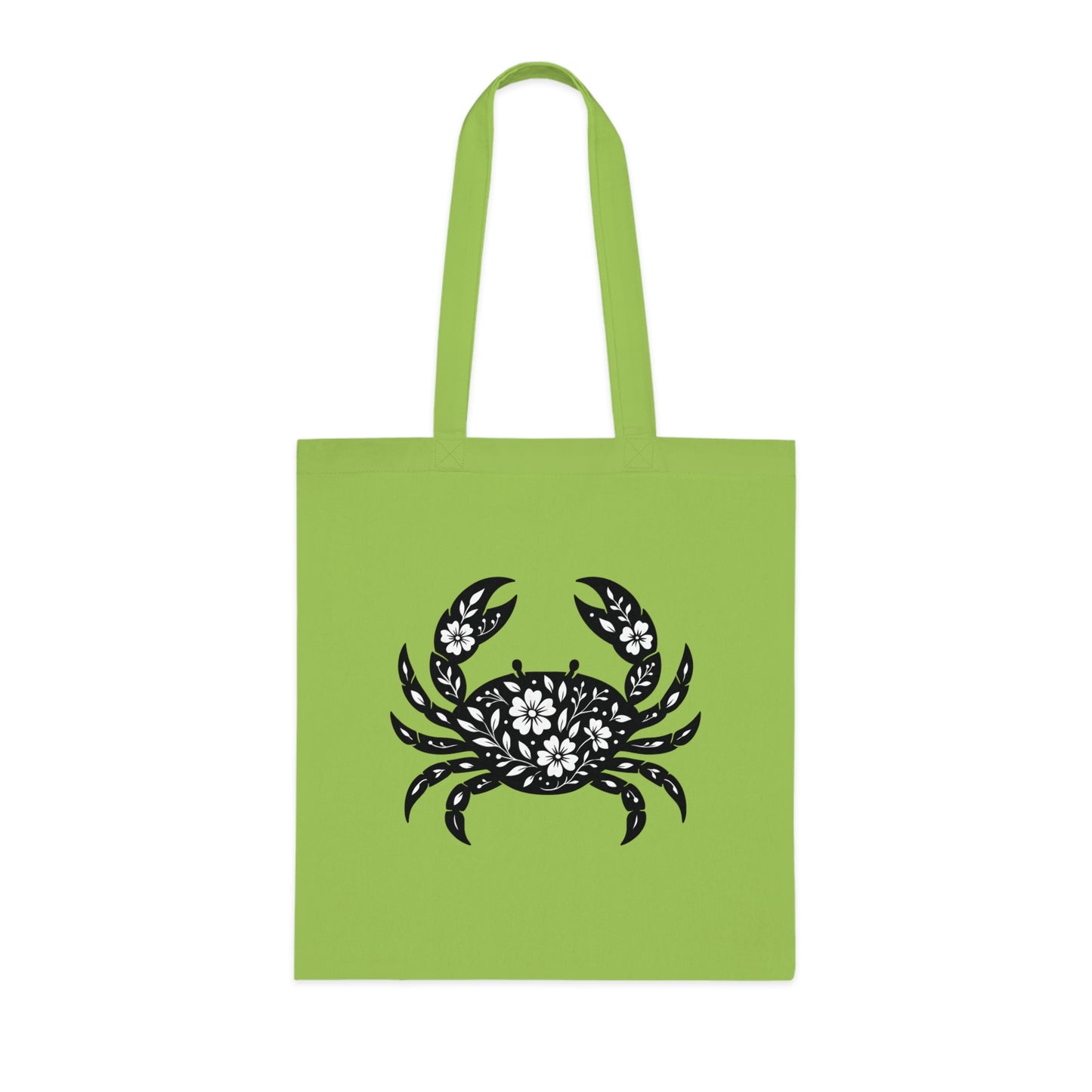 Floral Crab Silhouette Tote Bag