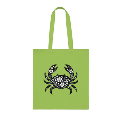 Floral Crab Silhouette Tote Bag