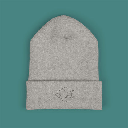 Minimalist Line Art Fish Embroidered Beanie