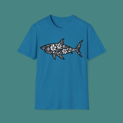 Floral Shark Silhouette Unisex T-Shirt