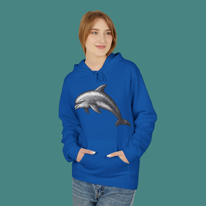 Vintage Etching Dolphin Fleece Unisex Hoodie
