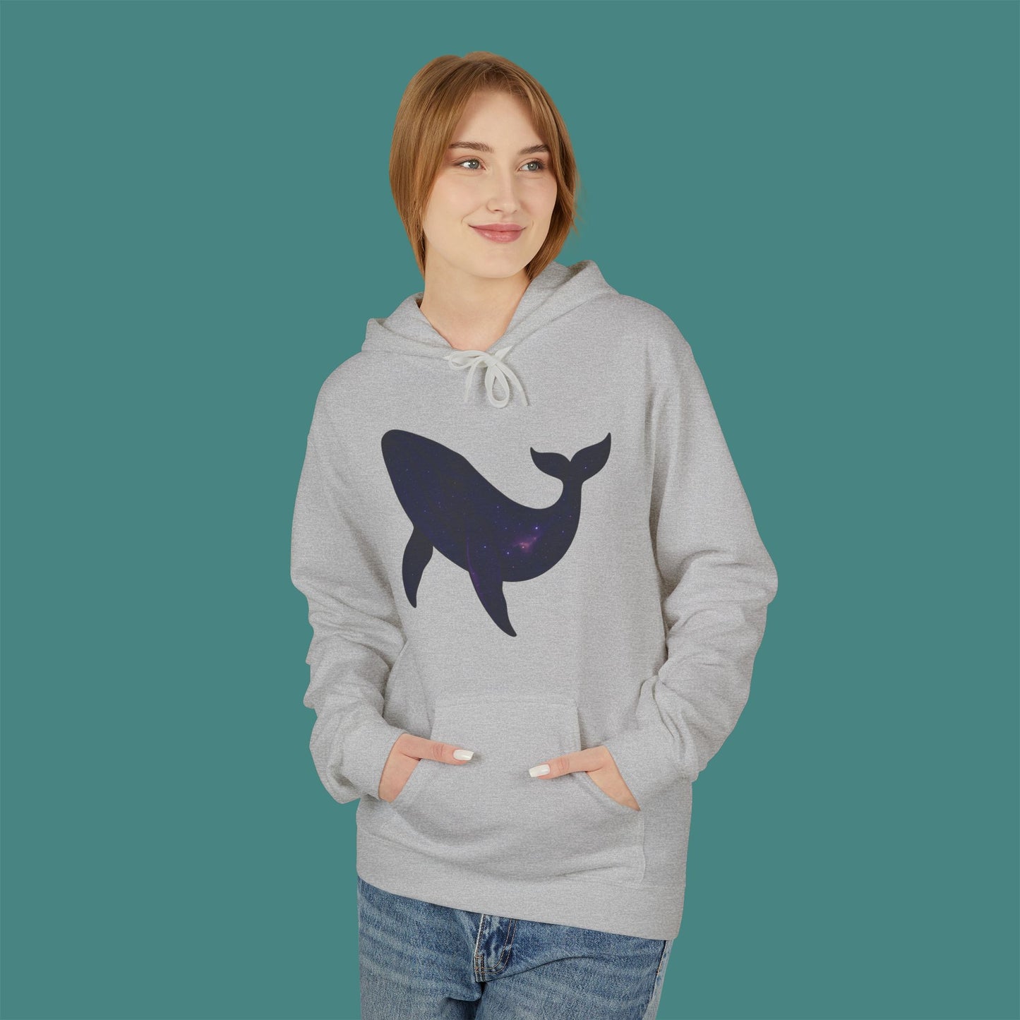 Cosmic Galaxy Whale Fleece Unisex Hoodie