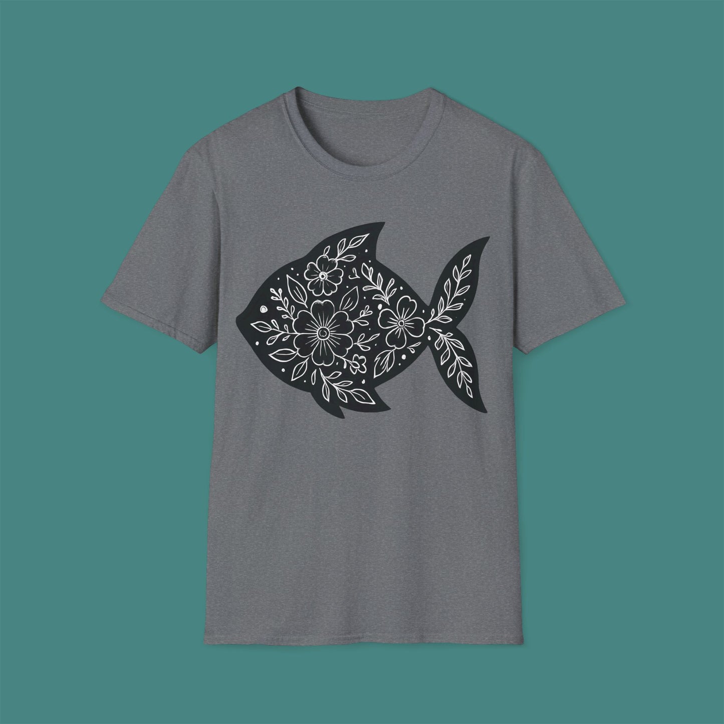 Floral Fish Silhouette Unisex T-Shirt