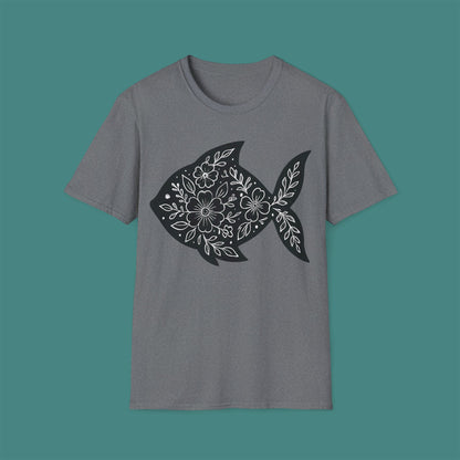 Floral Fish Silhouette Unisex T-Shirt