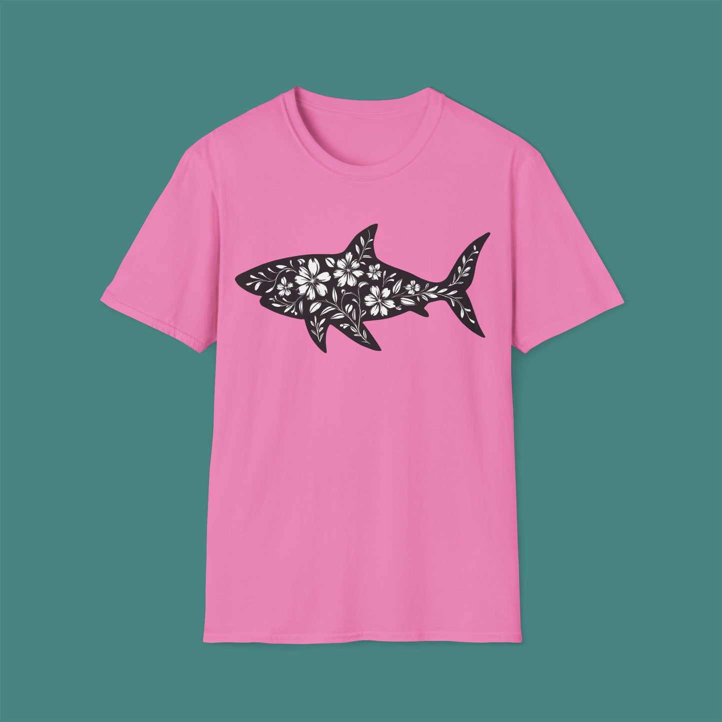 Floral Shark Silhouette Unisex T-Shirt