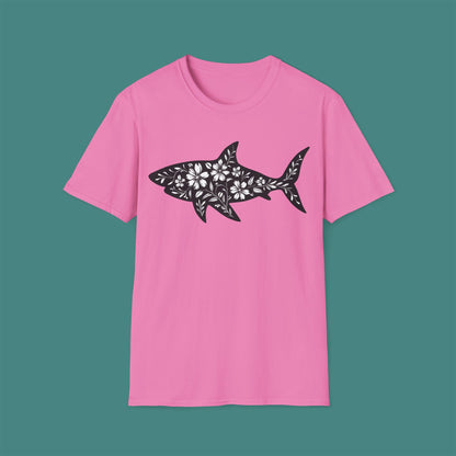 Floral Shark Silhouette Unisex T-Shirt