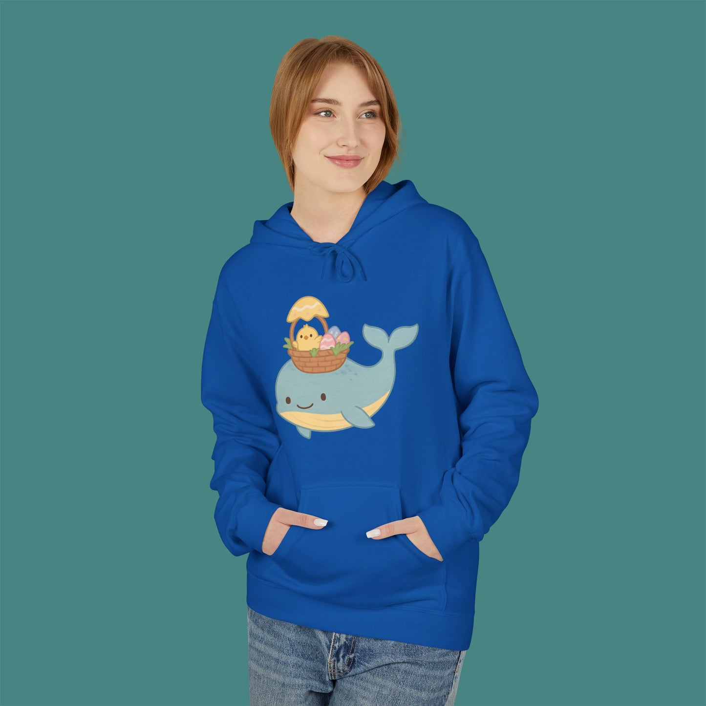 Easter Whale Fleece Unisex Hoodie