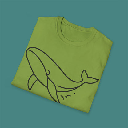 Minimalist Line Art Whale Unisex T-Shirt