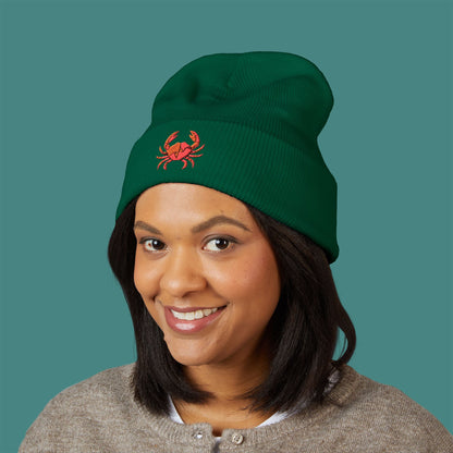 Geometric Polygon Crab Embroidered Beanie