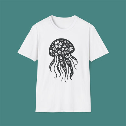 Floral Jellyfish Silhouette Unisex T-Shirt