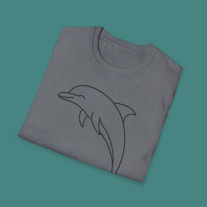 Minimalist Line Art Dolphin Unisex T-Shirt