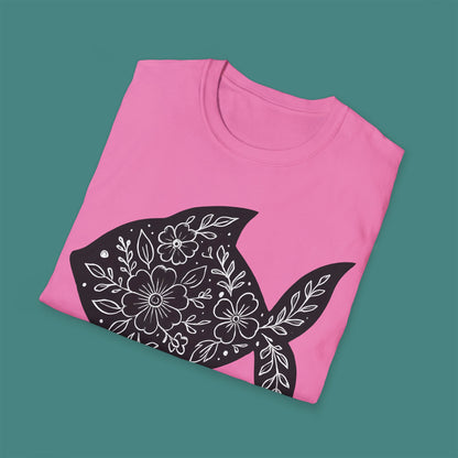 Floral Fish Silhouette Unisex T-Shirt