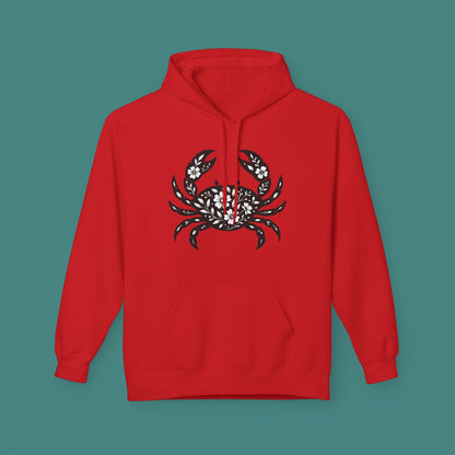 Floral Crab Silhouette Fleece Unisex Hoodie