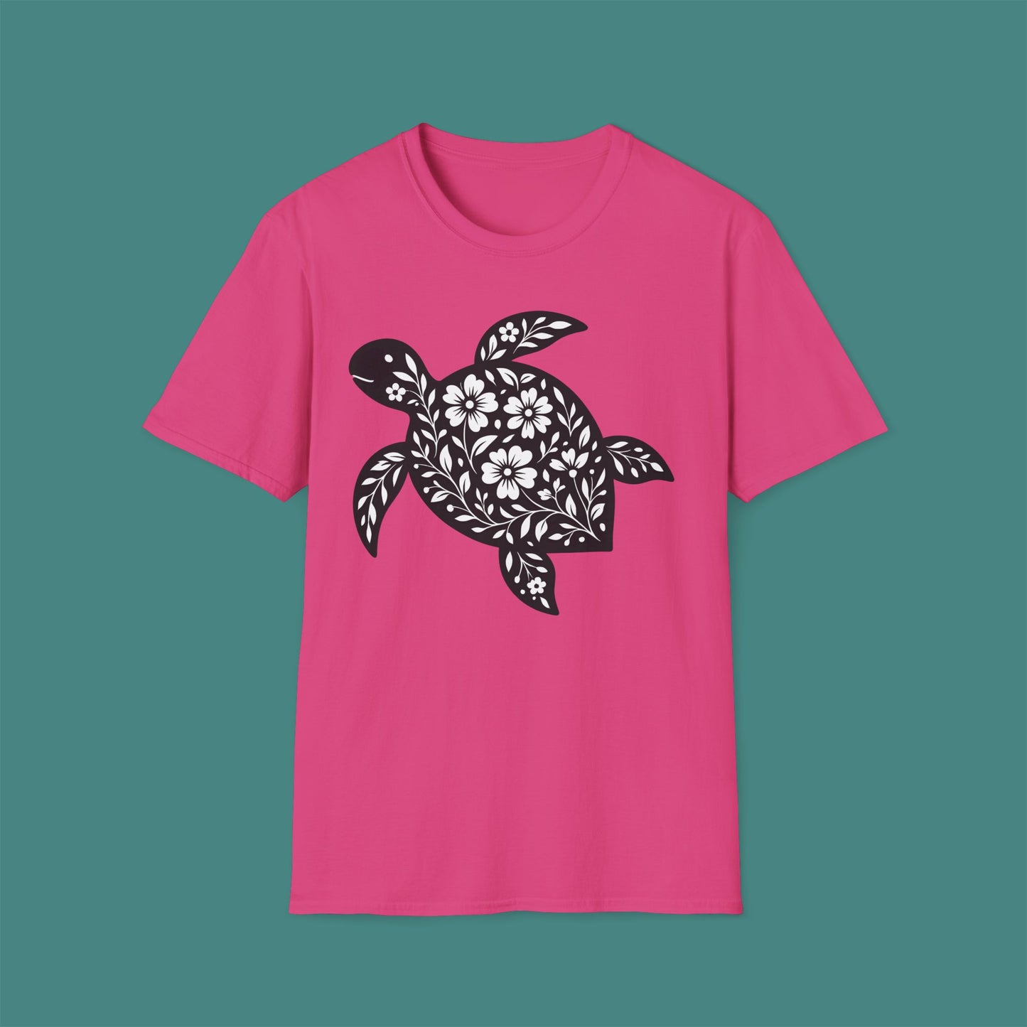 Floral Turtle Silhouette Unisex T-Shirt