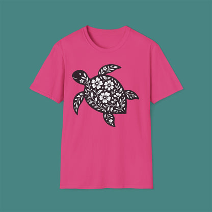 Floral Turtle Silhouette Unisex T-Shirt
