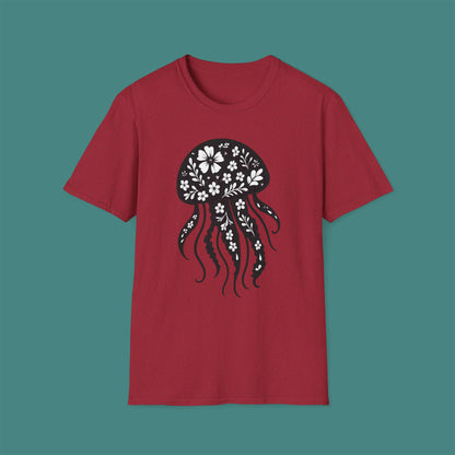 Floral Jellyfish Silhouette Unisex T-Shirt