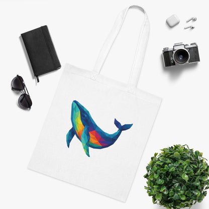 Geometric Polygon Whale Tote Bag