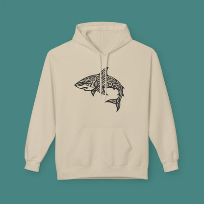 Tribal Tattoo Shark Fleece Unisex Hoodie