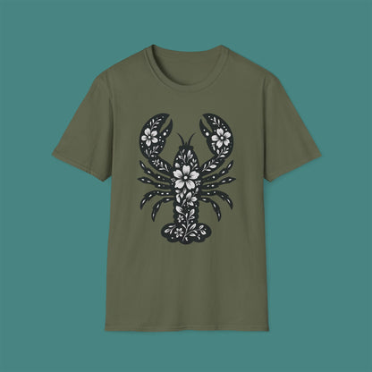 Floral Lobster Silhouette Unisex T-Shirt