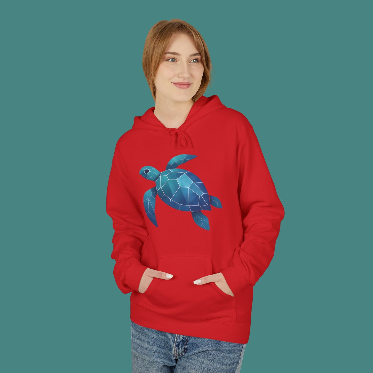 Geometric Polygon Turtle Fleece Unisex Hoodie