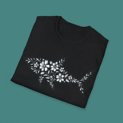 Floral Shark Silhouette Unisex T-Shirt