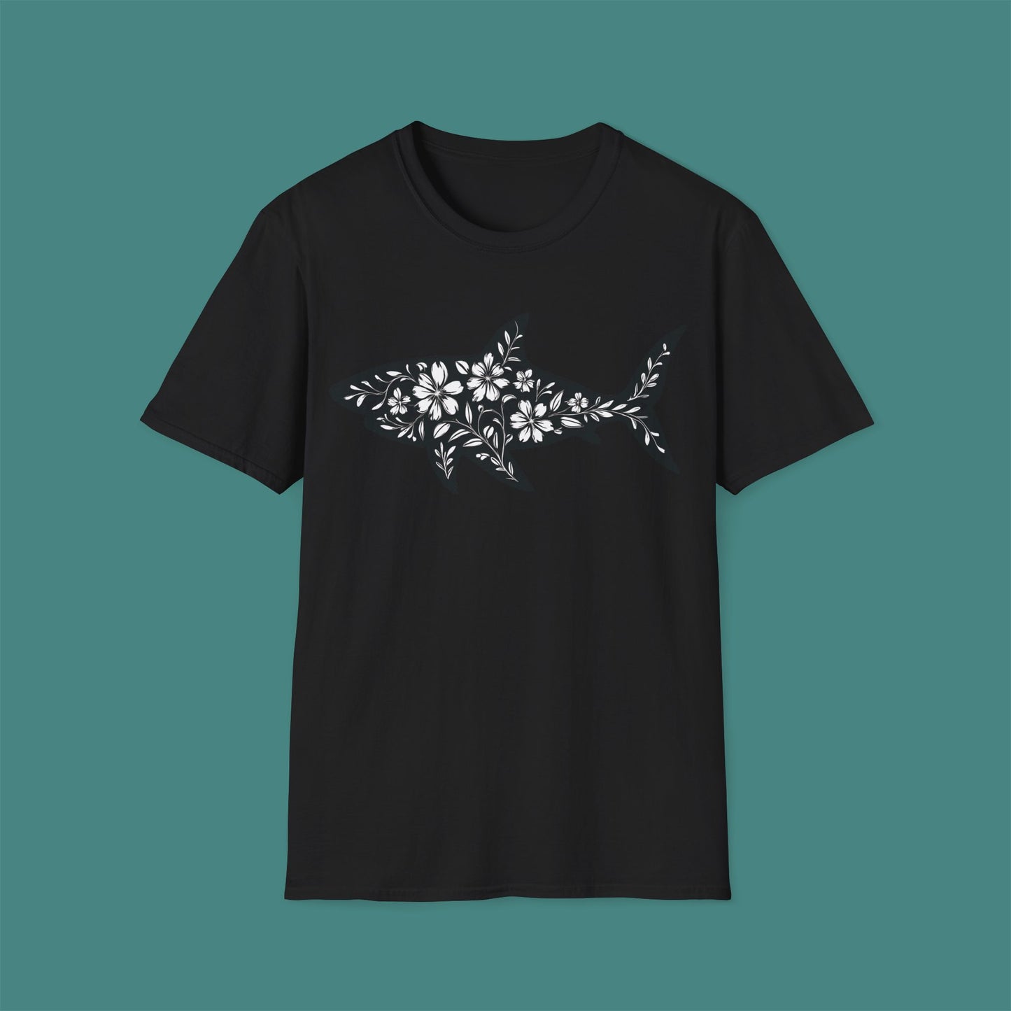 Floral Shark Silhouette Unisex T-Shirt