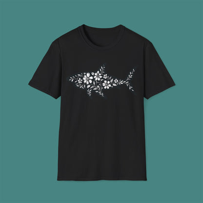 Floral Shark Silhouette Unisex T-Shirt