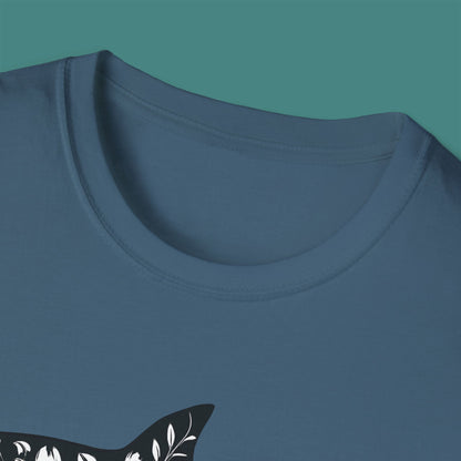 Floral Shark Silhouette Unisex T-Shirt