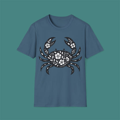 Floral Crab Silhouette Unisex T-Shirt