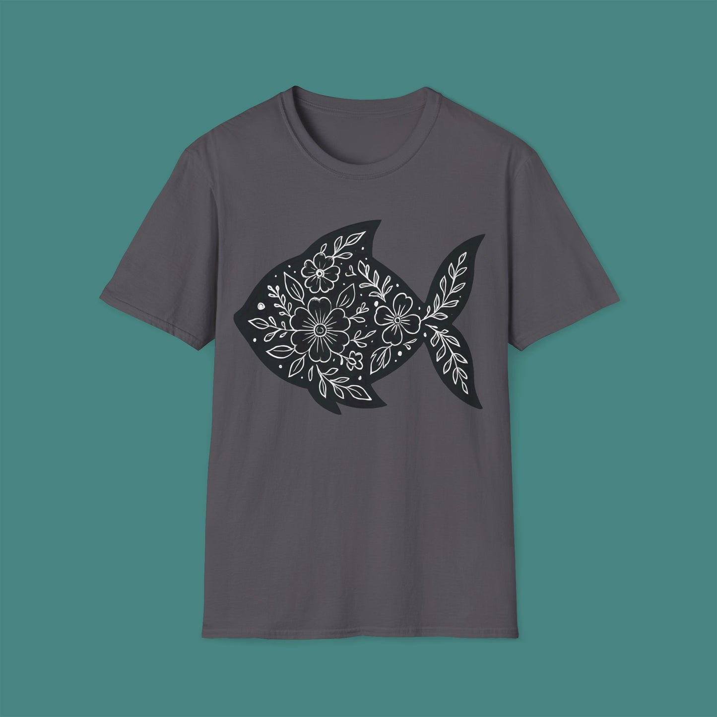 Floral Fish Silhouette Unisex T-Shirt