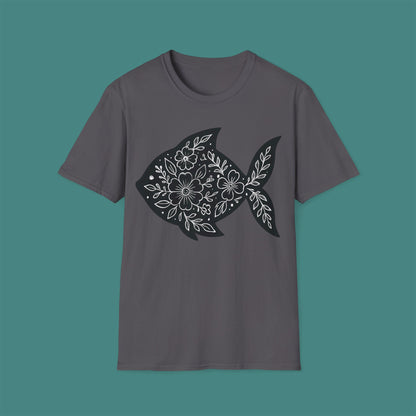 Floral Fish Silhouette Unisex T-Shirt