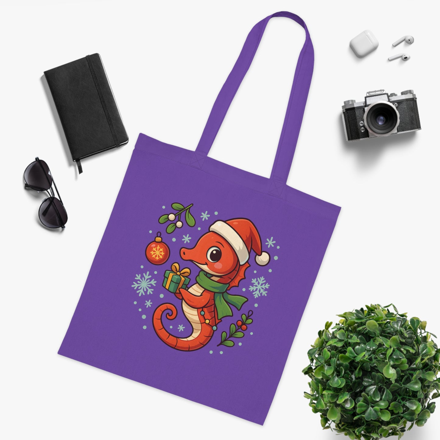 Christmas Seahorse Tote Bag