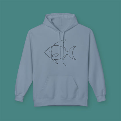 Minimalist Line Art Fish Fleece Unisex Hoodie