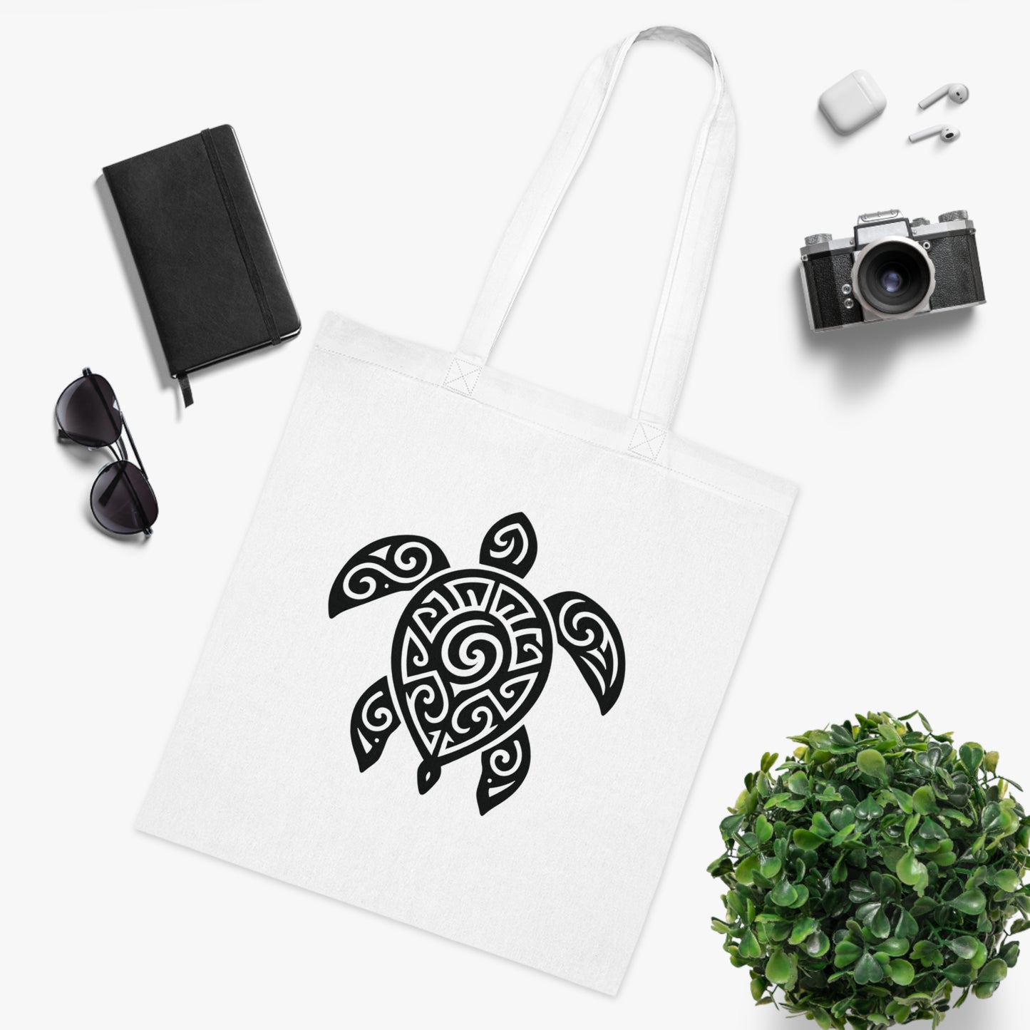 Tribal Tattoo Turtle Tote Bag