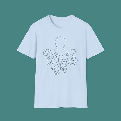Minimalist Line Art Octopus Unisex T-Shirt
