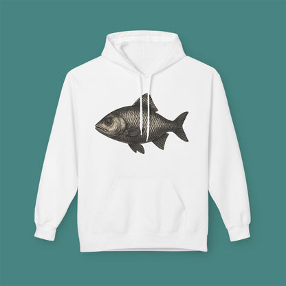 Vintage Etching Fish Fleece Unisex Hoodie